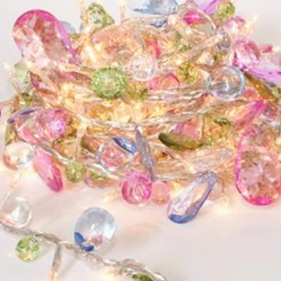 Boho Bohemian Festival Gem Crystal-Cut String Lights Teepee Tent Wall Dorm Room - Picture 2 of 5